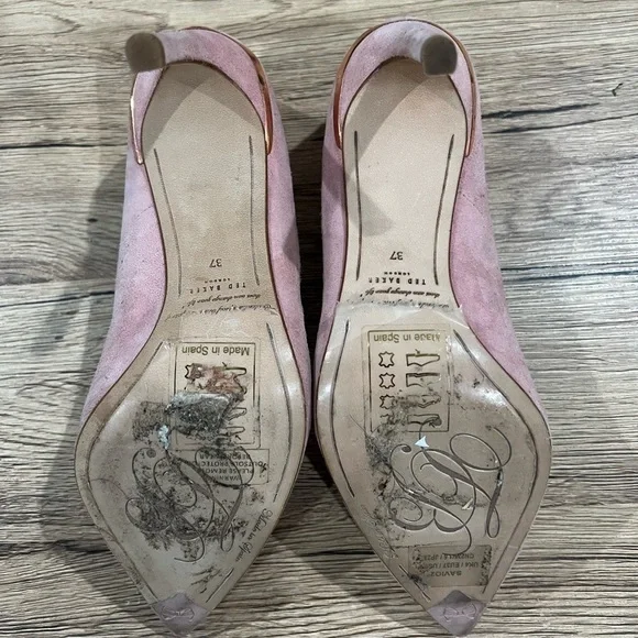 Ted Baker Pink Savio Suede Pointed Pumps Heels - Picture 7 of 7